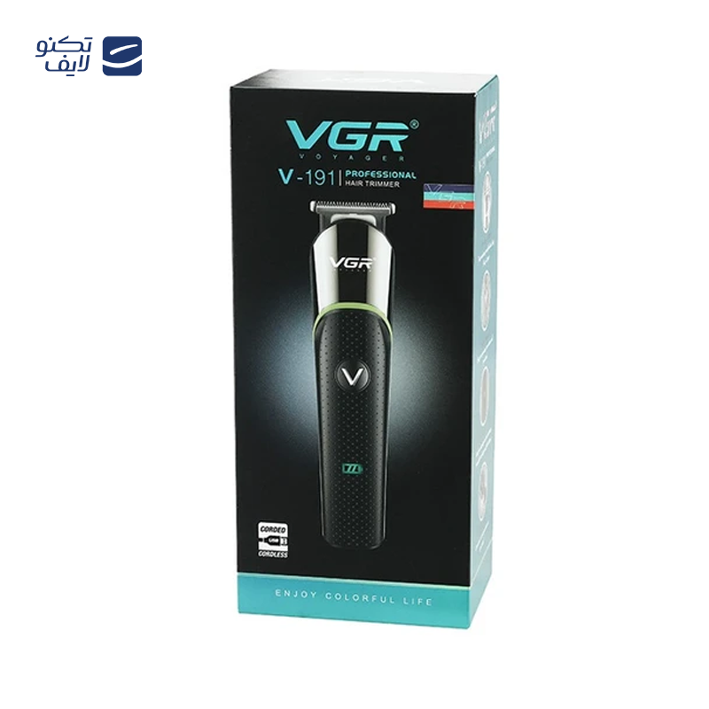 ماشین اصلاح موی صورت وی جی ار مدل 306، اصلاح به صورت صفر زن، استفاده به صورت خشک و مرطوب، منبع انرژی باتری، تکنولوژی اصلاح به صورت برش چرخشی، مدت زمان شارژ 90 دقیقه و مدت زمان استفاده پس از شارژ 90 دقیقه، به همراه برس تمیزکننده، ضد آب