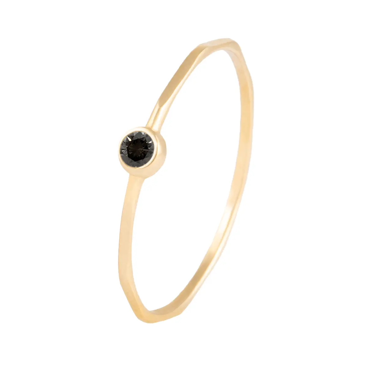 انگشتر طلای 18 عیار زنانه بان گالری مدل نگینی مهره مشکی