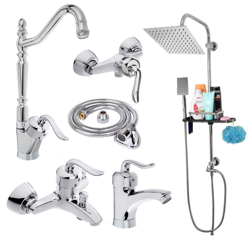 ست شیرآلات بهداشتی و ساختمانی توفیق مدل قجری پلاس مجموعه 6 عددی