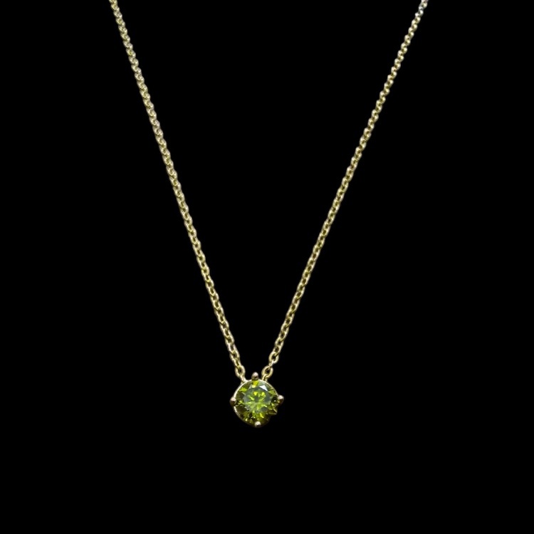 گردنبند طلا 18 عیار زنانه شمیم گلد گالری مدل مینیمال طرح زمرد