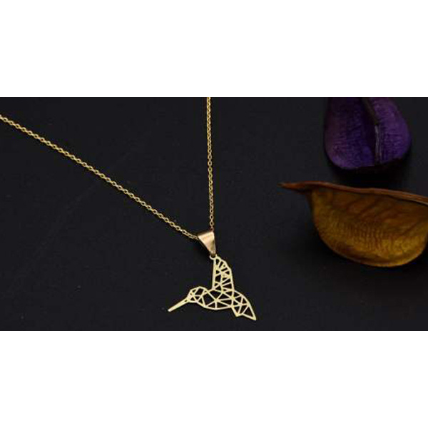 گردنبند طلا 18 عیار زنانه شمیم گلد گالری طرح پرنده کد 655M361