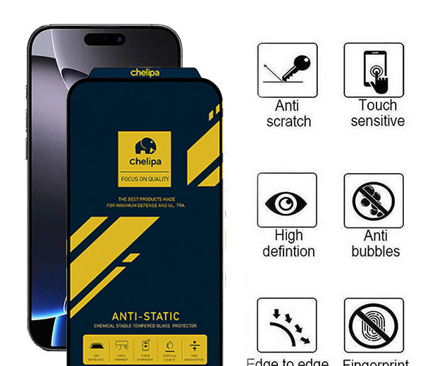 محافظ صفحه نمایش اپیکوی مدل Chelipa Anti-Static مناسب برای گوشی موبایل اپل iPhone 16/15/14 Pro محافظ صفحه نمایش اپیکوی مدل Chelipa Anti-Static مناسب برای گوشی موبایل اپل iPhone 16/15/14 Pro
