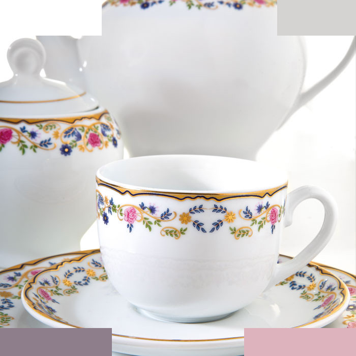 سرویس چای خوری 17 پارچه چینی زرین ایران مدل ایتالیا اف گلستان درجه عالی