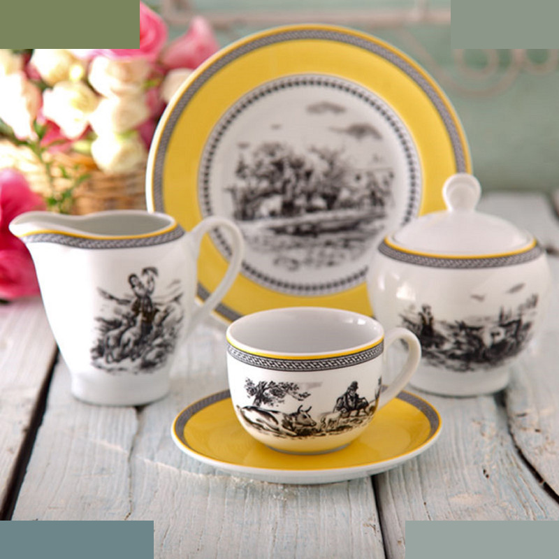 سرویس چای خوری 17 پارچه چینی زرین ایران مدل ایتالیا اف ویلیج درجه عالی