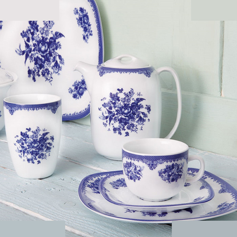 سرویس چای خوری 17 پارچه چینی زرین ایران مدل کواترو فلورانس درجه 3