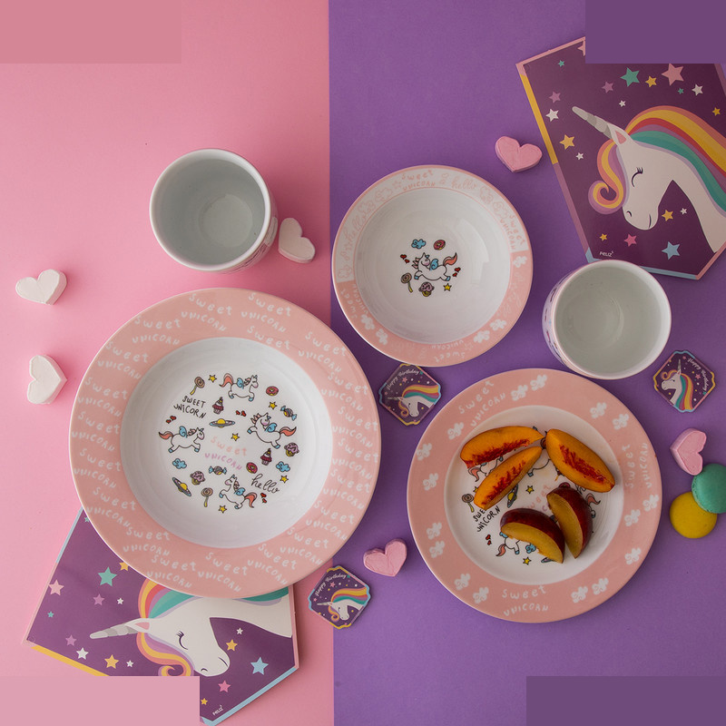 سرویس غذاخوری 5 پارچه کودک چینی زرین ایران مدل لیتل پونی درجه یک