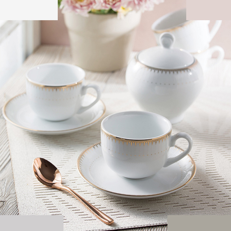 ست فنجان و نعلبکی 12 پارچه چینی زرین ایران مدل چای خوری ایتالیا اف 8 سپیدار درجه سه