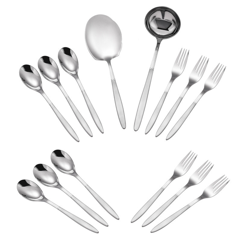 سرویس قاشق و چنگال 14 پارچه جی فی نی مدل 02
