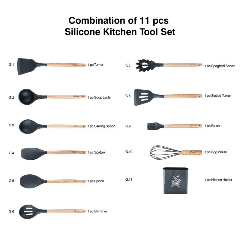 سرویس کفگیر و ملاقه 11 پارچه جی فی نی مدل G-H-11