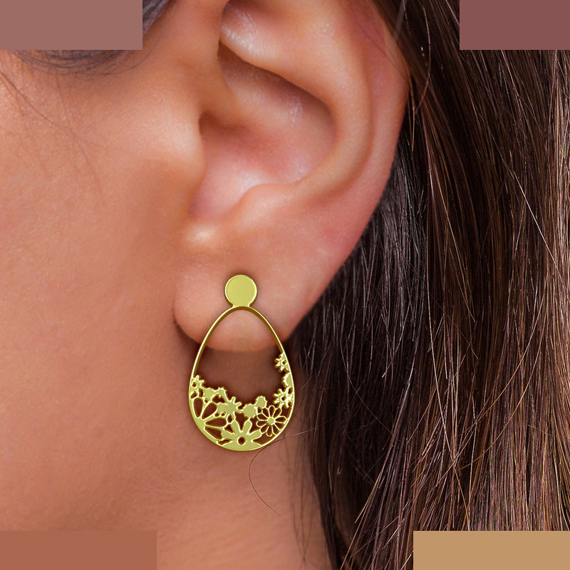 نیم ست طلا 18 عیار زنانه مدوپد مدل گل کد NA13007