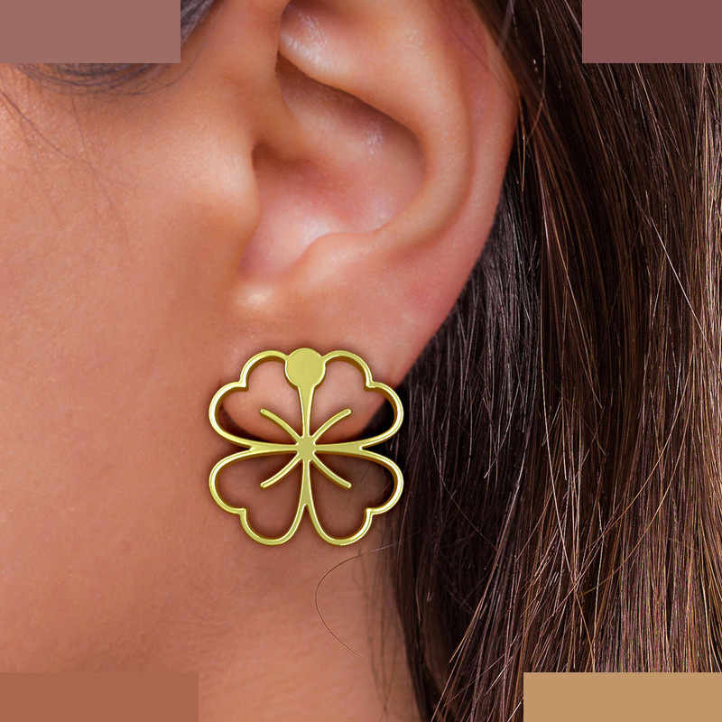 نیم ست طلا 18 عیار زنانه مدوپد مدل برگ کد NA16002