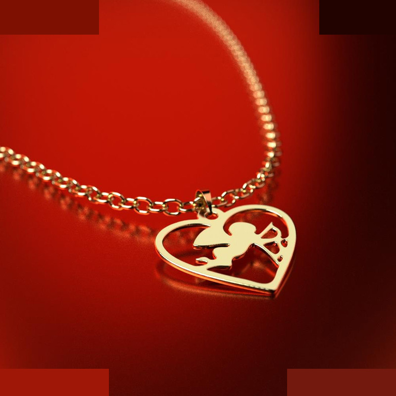 نیم ست طلا 18 عیار زنانه مدوپد مدل قلب و فرشته کد NA11063