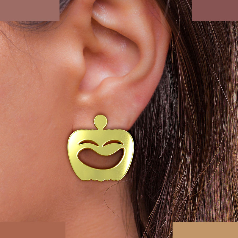 گوشواره طلا 18 عیار زنانه مدوپد مدل کدو هاللوین کد GA1-10400