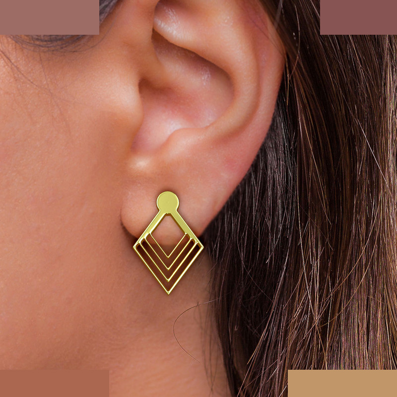 گوشواره طلا 18 عیار زنانه مدوپد مدل لوزی کد GA1-10576 گوشواره طلا 18 عیار زنانه مدوپد مدل لوزی کد GA1-10576