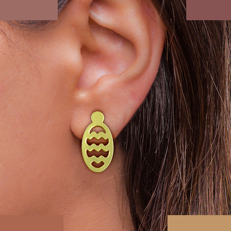 گوشواره طلا 18 عیار زنانه مدوپد مدل بیضی کد GA1-10746