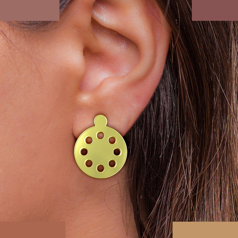 گوشواره طلا 18 عیار زنانه مدوپد مدل دایره کد GA1-10774