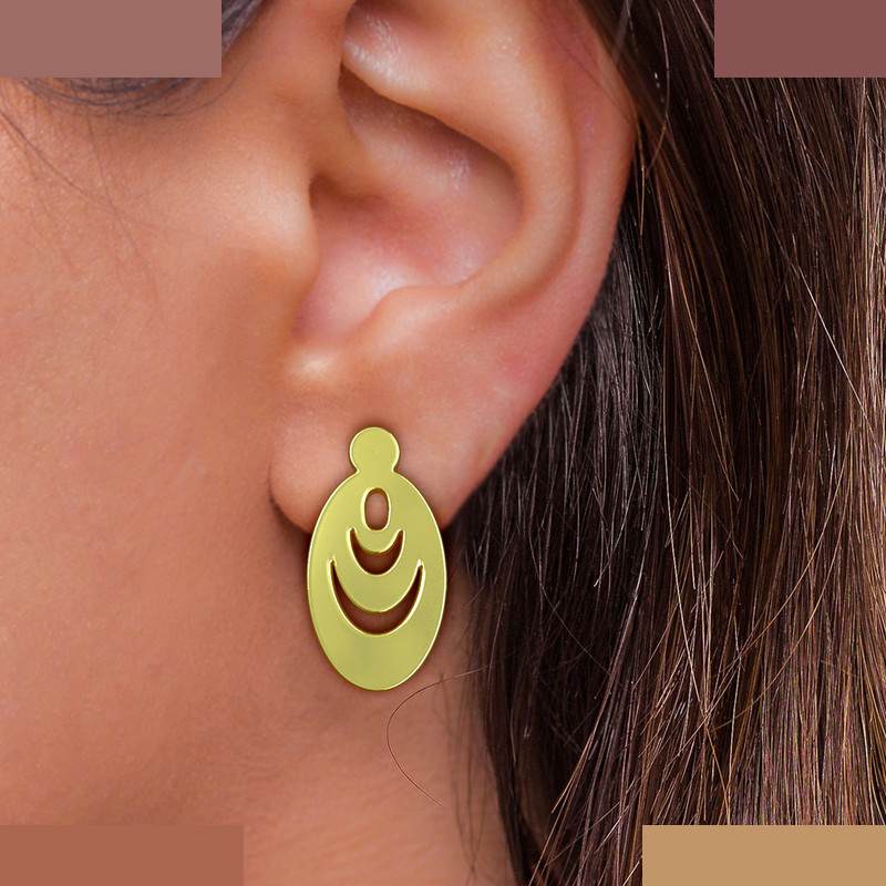 گوشواره طلا 18 عیار زنانه مدوپد مدل بیضی کد GA1-10786