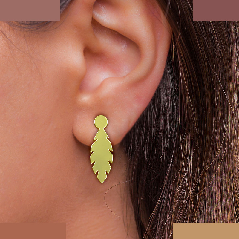 گوشواره طلا 18 عیار زنانه مدوپد مدل برگ کد GA1-10880