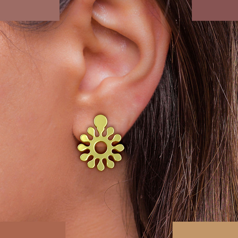 گوشواره طلا 18 عیار زنانه مدوپد مدل گل کد GA1-10930