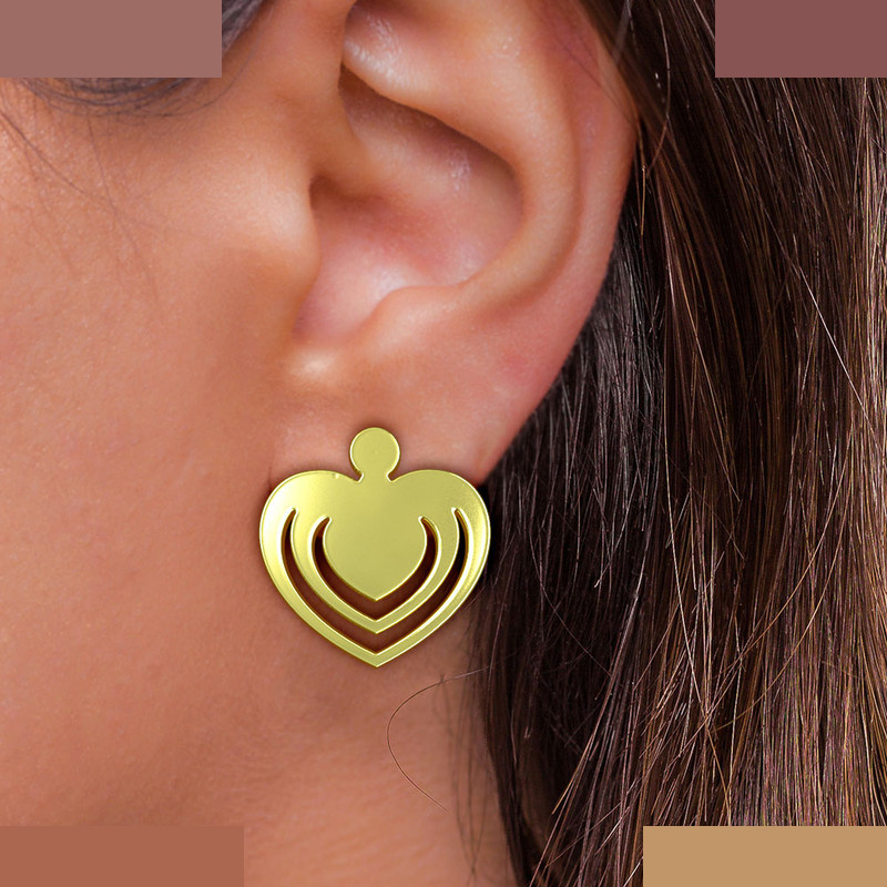 گوشواره طلا 18 عیار زنانه مدوپد مدل قلب کد GA1-11264