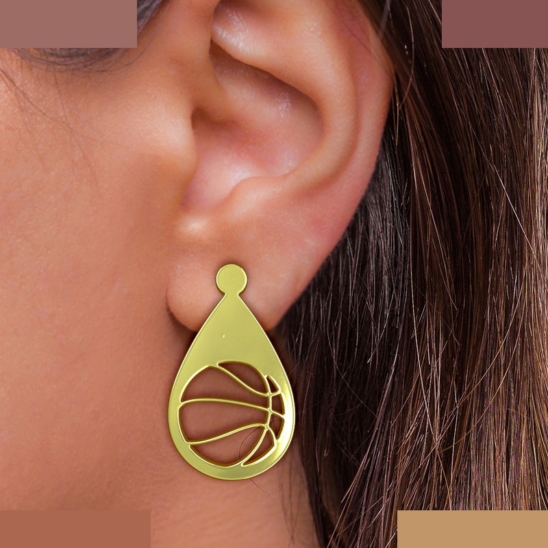 گوشواره طلا 18 عیار زنانه مدوپد مدل حرف بسکتبال کد GA1-11266