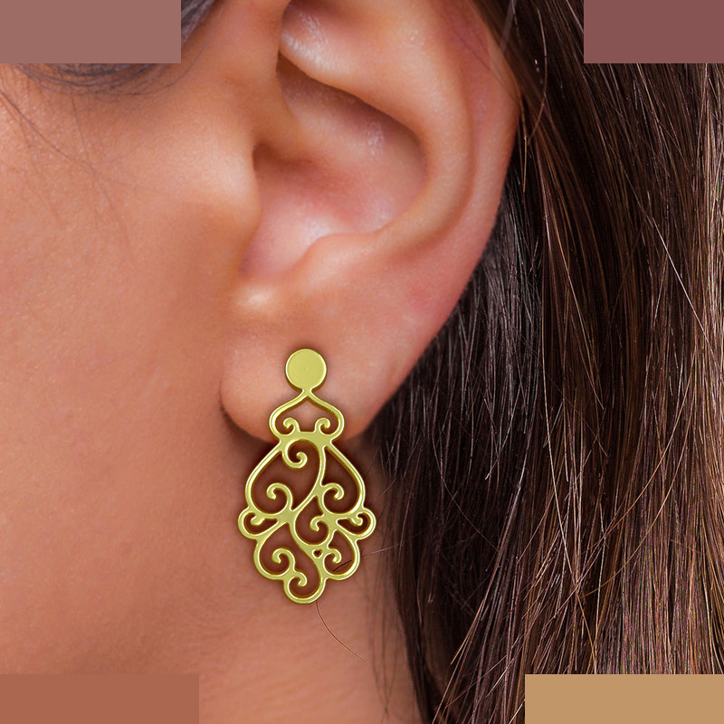 گوشواره طلا 18 عیار زنانه مدوپد مدل اسلیمی کد GA1-11345