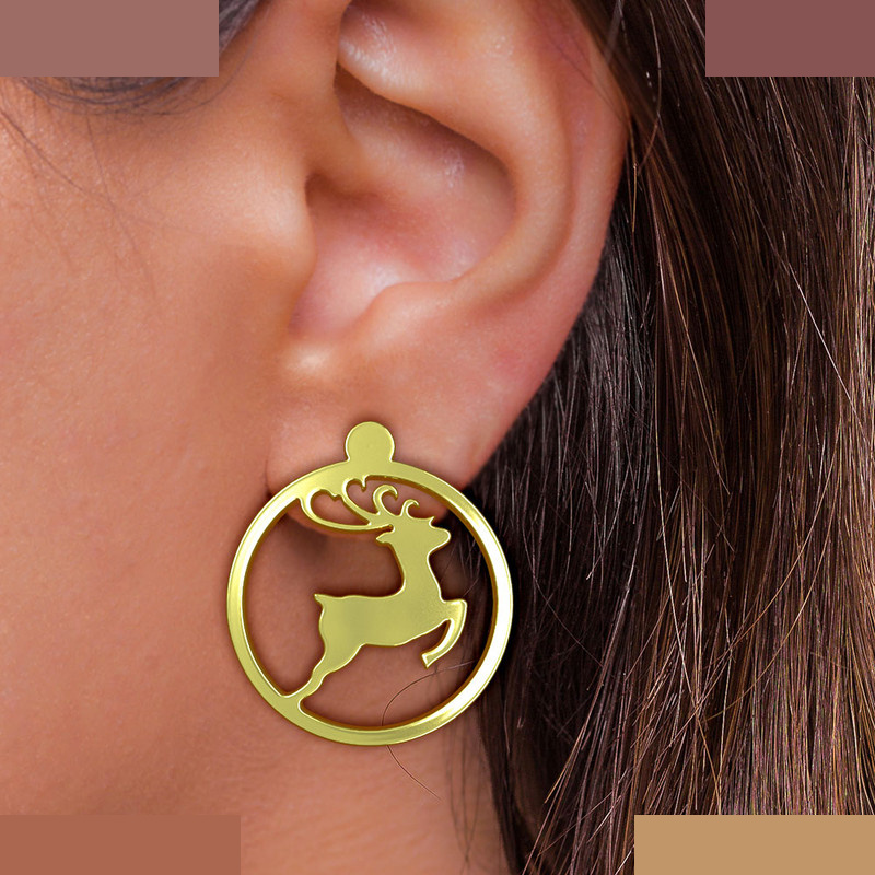 گوشواره طلا 18 عیار زنانه مدوپد مدل گوزن کریسمس کد GA1-11373 گوشواره طلا 18 عیار زنانه مدوپد مدل گوزن کریسمس کد GA1-11373