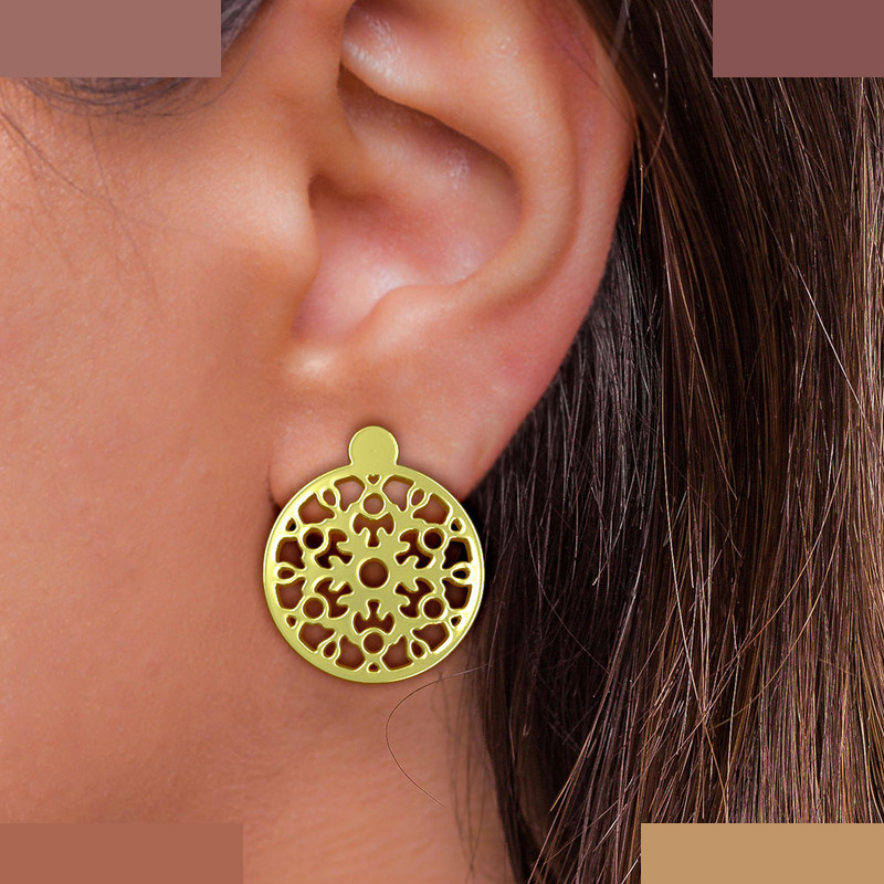 گوشواره طلا 18 عیار زنانه مدوپد مدل دایره اسلیمی کد GA1-11435 گوشواره طلا 18 عیار زنانه مدوپد مدل دایره اسلیمی کد GA1-11435