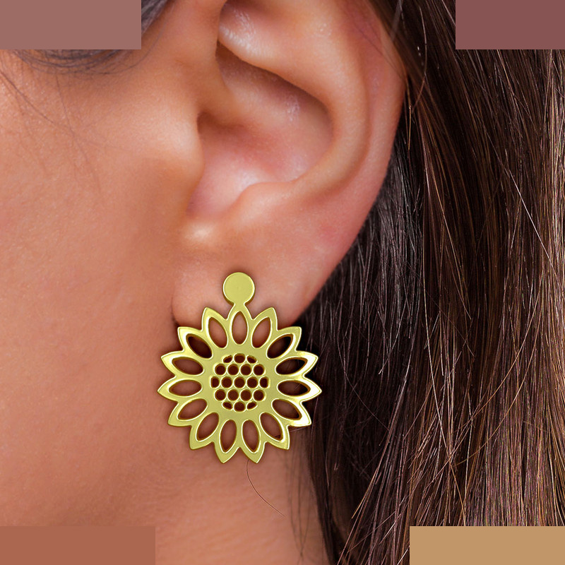 گوشواره طلا 18 عیار زنانه مدوپد مدل گل کد GA1-11459