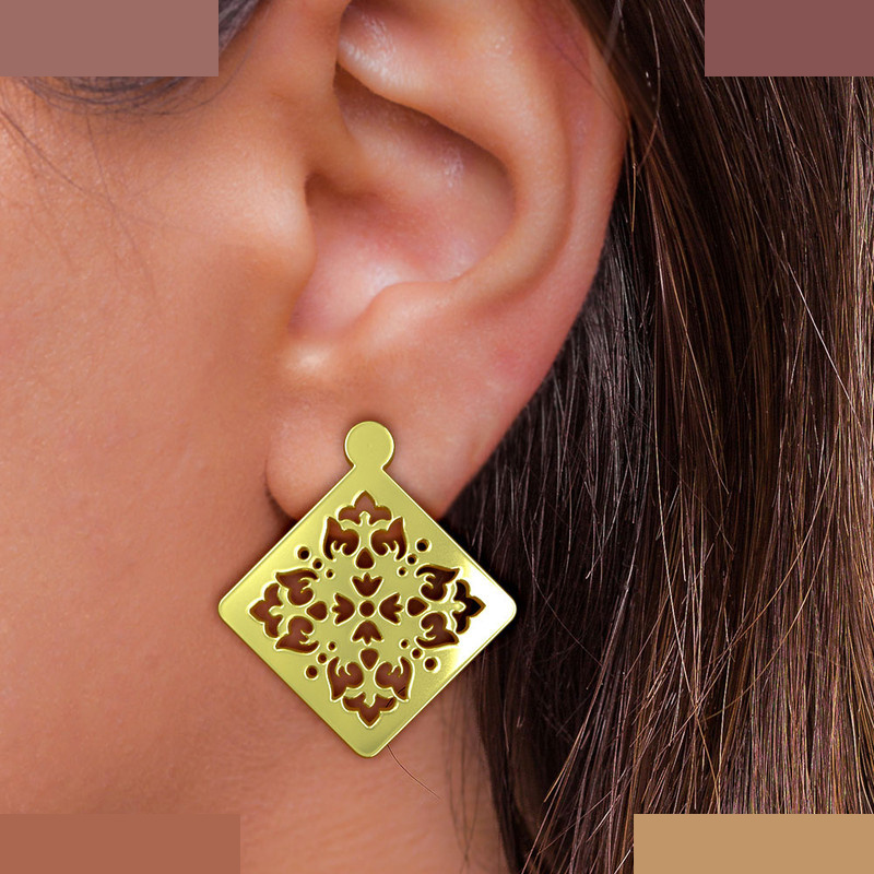 گوشواره طلا 18 عیار زنانه مدوپد مدل لوزی کد GA1-11523 گوشواره طلا 18 عیار زنانه مدوپد مدل لوزی کد GA1-11523