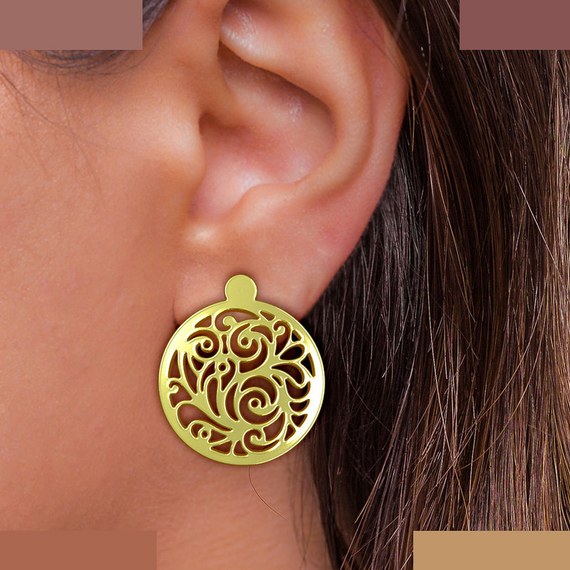 گوشواره طلا 18 عیار زنانه مدوپد مدل دایره اسلیمی کد GA1-11569 گوشواره طلا 18 عیار زنانه مدوپد مدل دایره اسلیمی کد GA1-11569