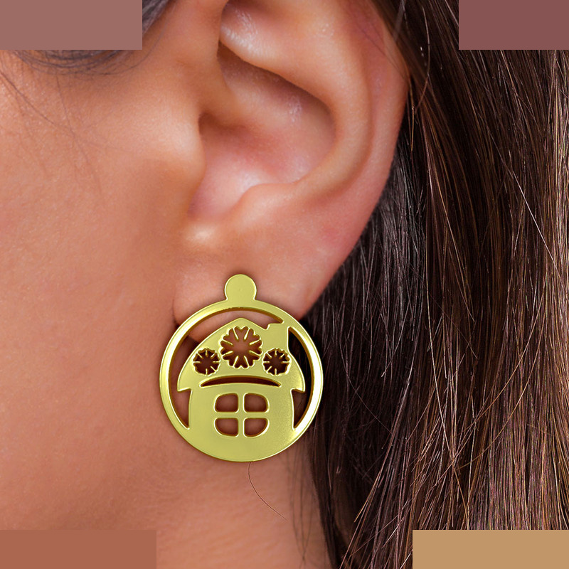 گوشواره طلا 18 عیار زنانه مدوپد مدل خانه کد GA1-11584 گوشواره طلا 18 عیار زنانه مدوپد مدل خانه کد GA1-11584