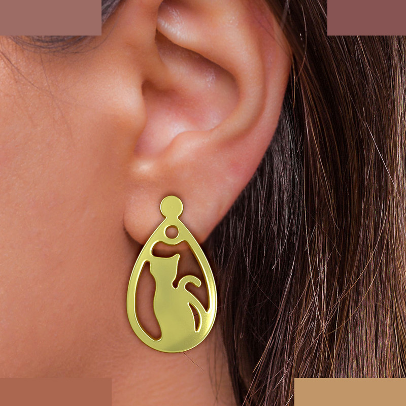 گوشواره طلا 18 عیار زنانه مدوپد مدل گربه کد GA1-11638 گوشواره طلا 18 عیار زنانه مدوپد مدل گربه کد GA1-11638