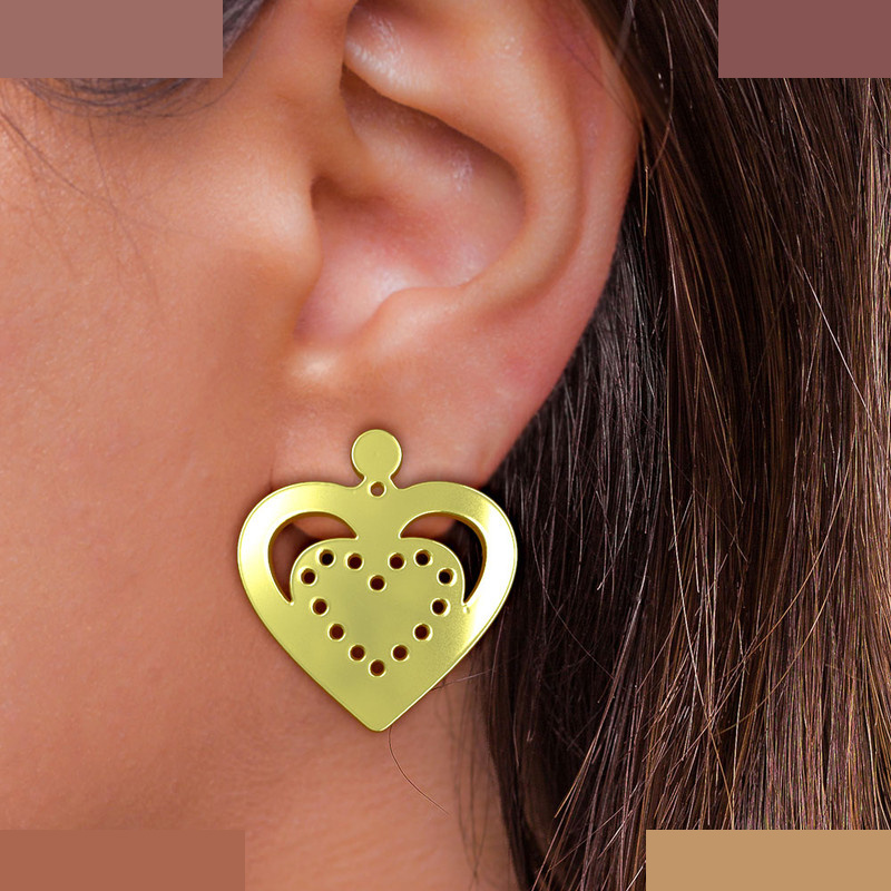 گوشواره طلا 18 عیار زنانه مدوپد مدل قلب کد GA1-11693 گوشواره طلا 18 عیار زنانه مدوپد مدل قلب کد GA1-11693