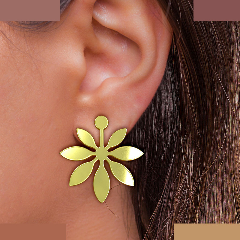 گوشواره طلا 18 عیار زنانه مدوپد مدل برگ کد GA1-11798