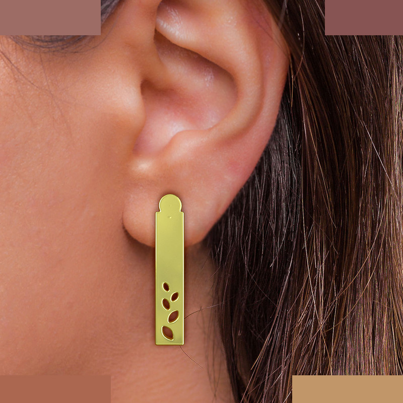 گوشواره طلا 18 عیار زنانه مدوپد مدل مستطیل کد GA1-12133