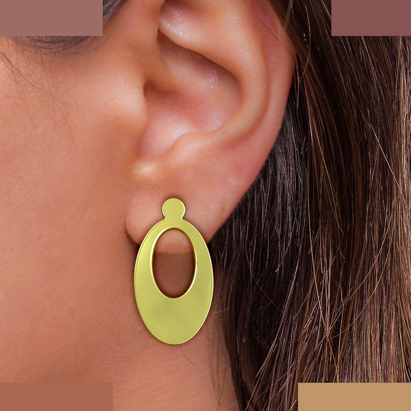 گوشواره طلا 18 عیار زنانه مدوپد مدل بیضی کد GA1-12144