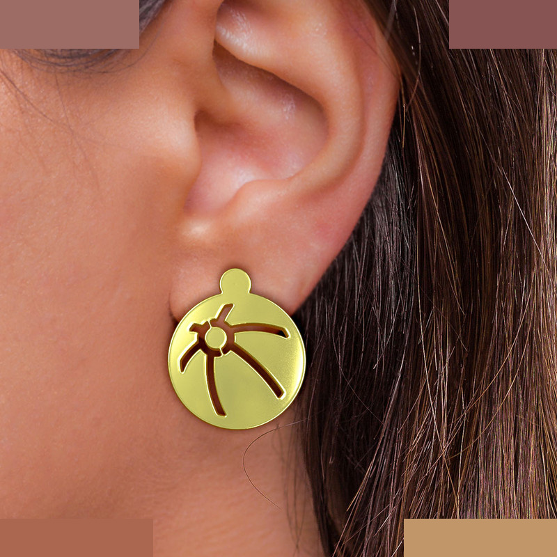 گوشواره طلا 18 عیار زنانه مدوپد مدل توپ بسکتبال کد GA1-12256