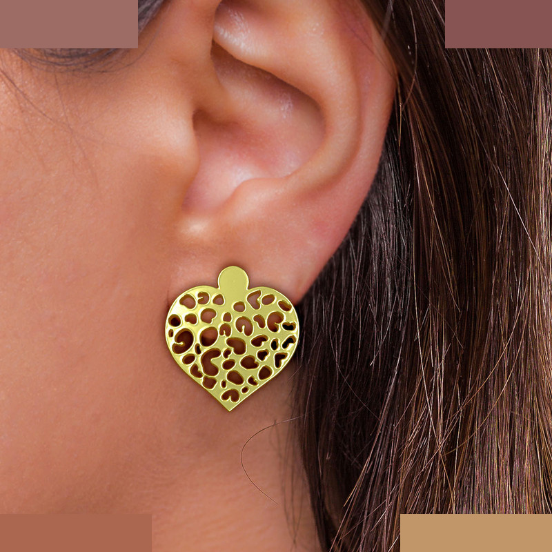 گوشواره طلا 18 عیار زنانه مدوپد مدل قلب کد GA1-12281