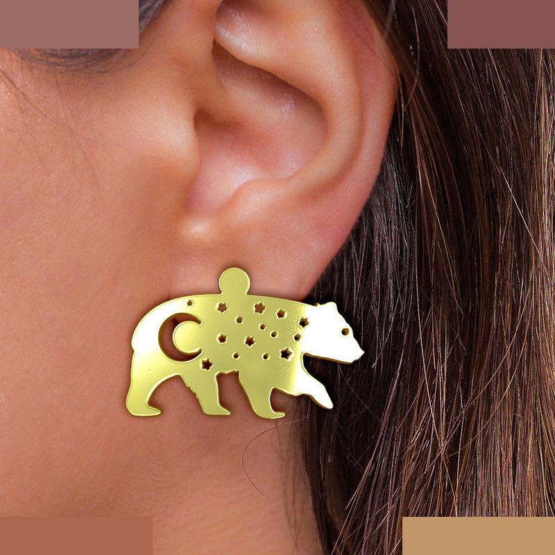 گوشواره طلا 18 عیار زنانه مدوپد مدل خرس کد GA1-12450