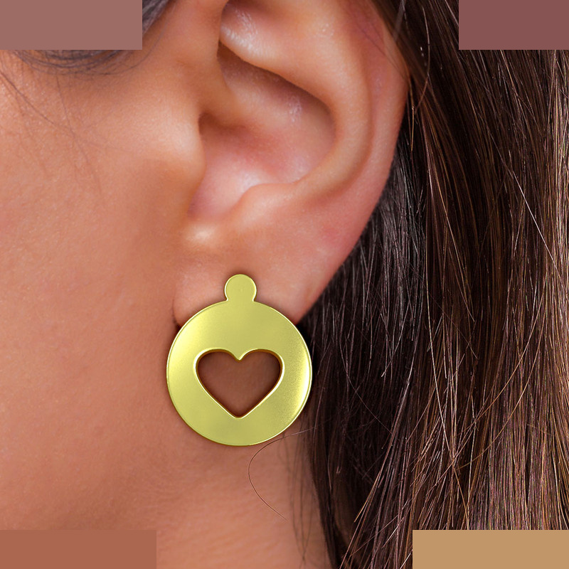 گوشواره طلا 18 عیار زنانه مدوپد مدل قلب کد GA1-12731