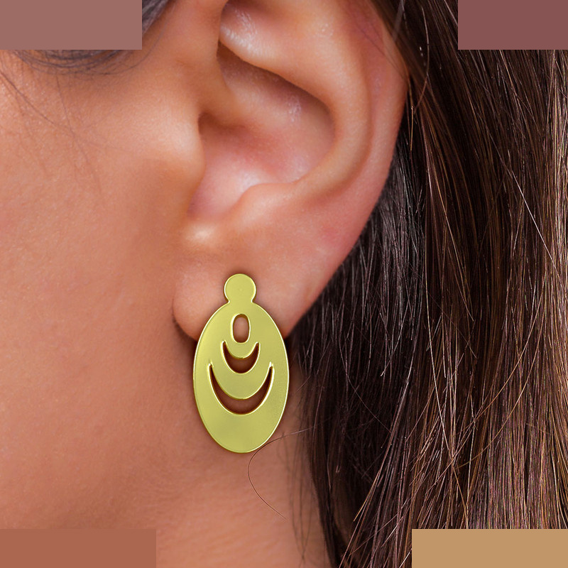 گوشواره طلا 18 عیار زنانه مدوپد مدل بیضی کد GA1-12781