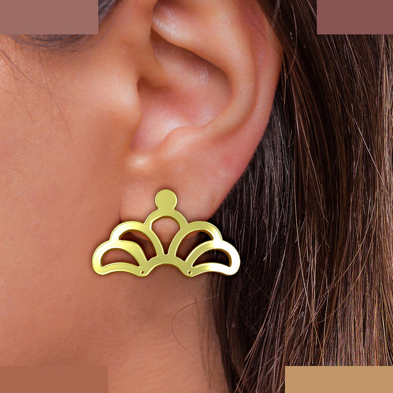 گوشواره طلا 18 عیار زنانه مدوپد مدل هندسی کد GA1-13095