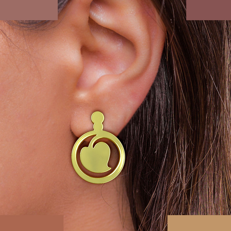 گوشواره طلا 18 عیار زنانه مدوپد مدل قلب کد GA1-13098