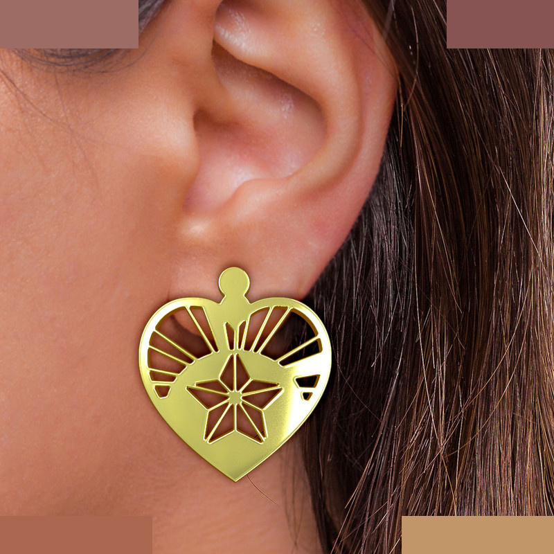 گوشواره طلا 18 عیار زنانه مدوپد مدل قلب کد GA1-13131