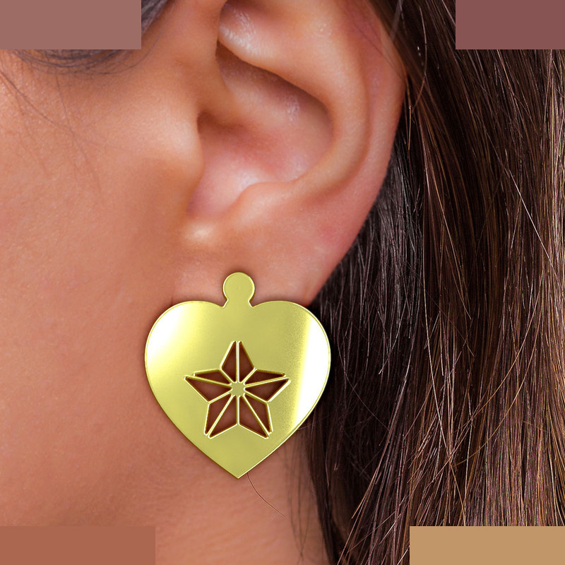 گوشواره طلا 18 عیار زنانه مدوپد مدل قلب کد GA1-13132