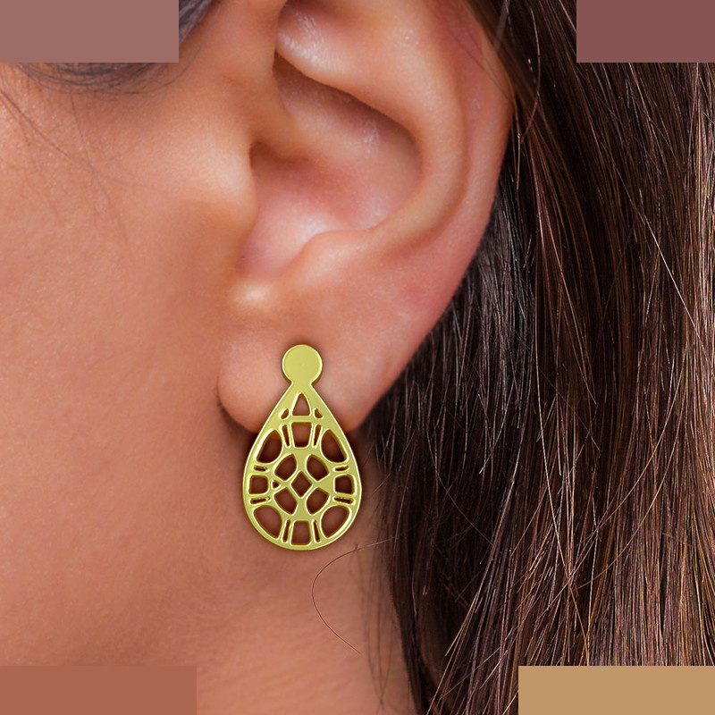 گوشواره طلا 18 عیار زنانه مدوپد مدل هندسی کد GA1-13624