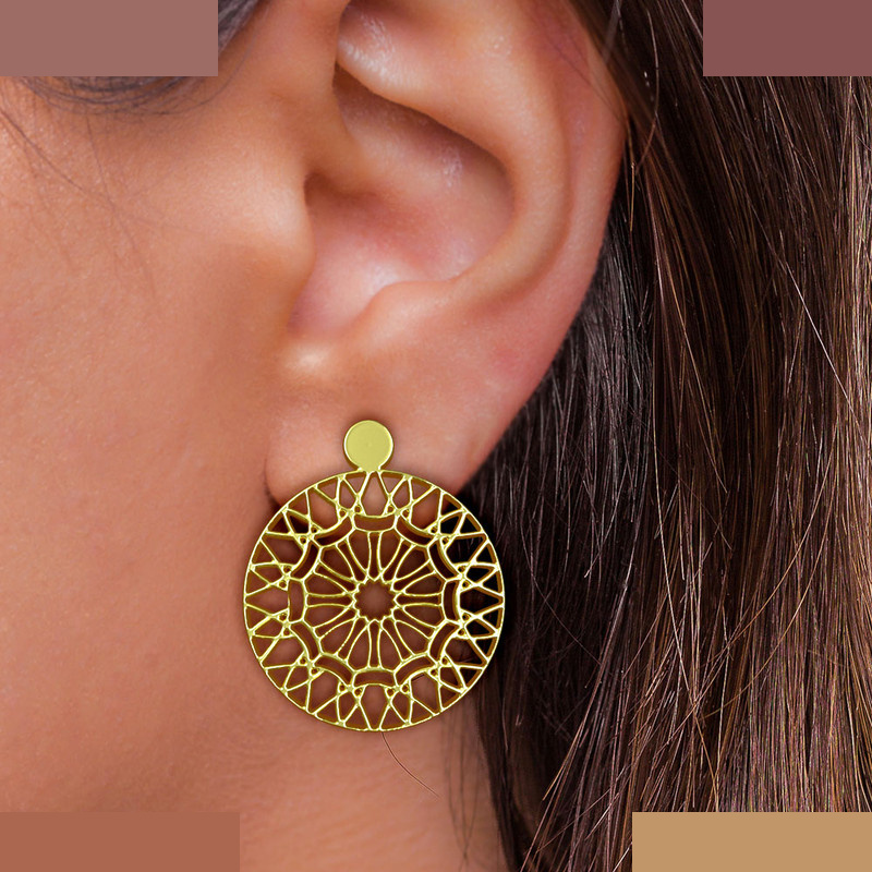 گوشواره طلا 18 عیار زنانه مدوپد مدل هندسی کد GA1-13725