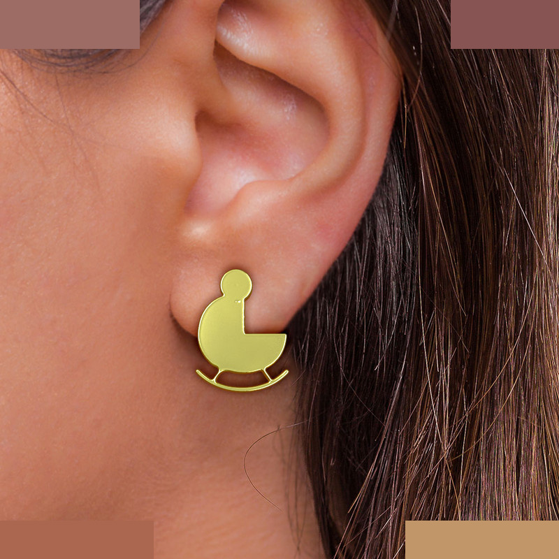 گوشواره طلا 18 عیار زنانه مدوپد مدل کالسکه کد GA1-13787