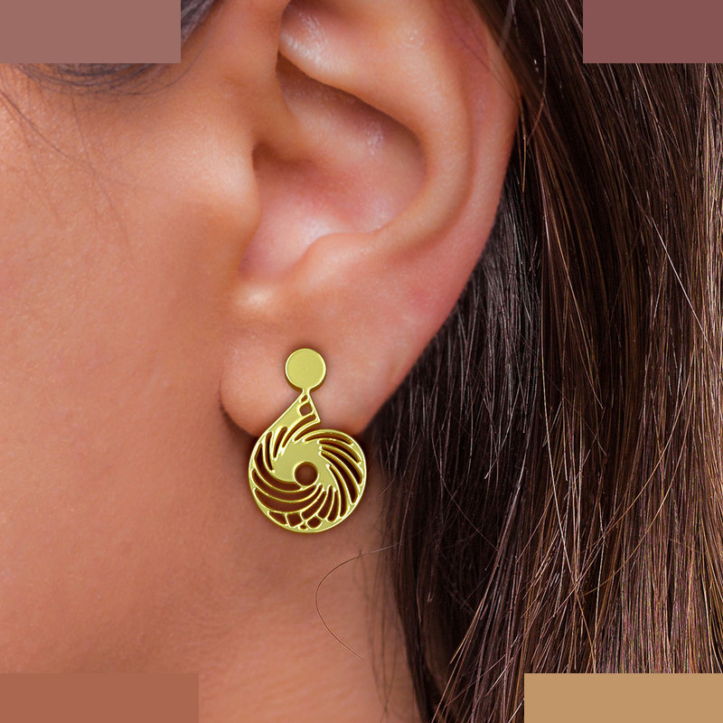 گوشواره طلا 18 عیار زنانه مدوپد مدل هندسی کد GA1-13982